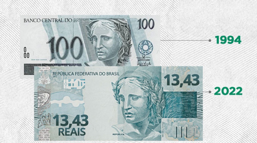 Após 28 anos nota de cem reais vale hoje R$ 13,91 de 1994